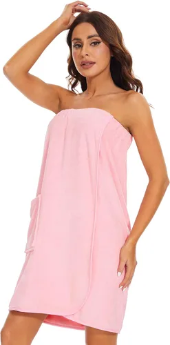 Vista 2 de Knuffnee Toalla de baño para mujer, bata de baño para spa, bata de baño ajustable con cierre a presión