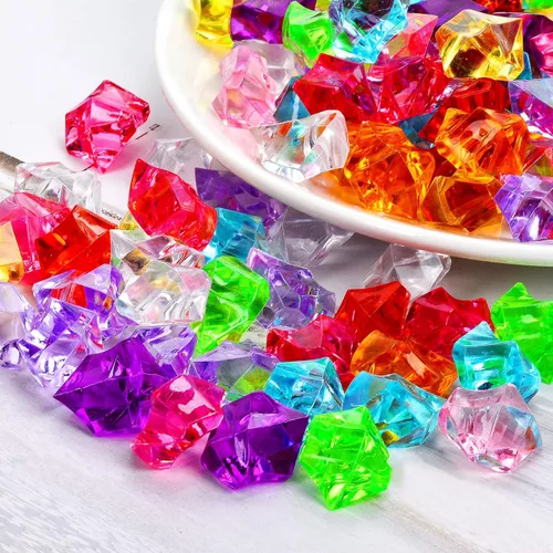 Vista 3 de 180-190 gemas falsas acrílicas multicolores, rocas de hielo trituradas, joyas de plástico para rellenos de jarrones, dispersión de mesa, relleno