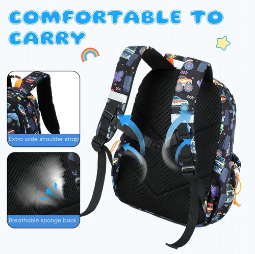 Vista 99 de CAMTOP - Conjunto de mochila y lonchera con estampados divertidos para niños de preescolar y primaria), Y0058-2
