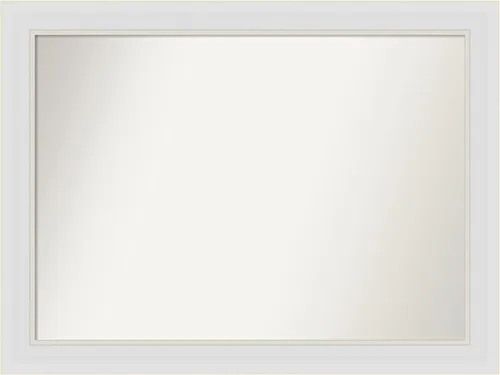 Vista 18 de Amanti Art Espejo de baño blanco para sobre el fregadero, 24 x 26 pulgadas, espejo rectangular blanco y blanco, marco de madera contemporáneo