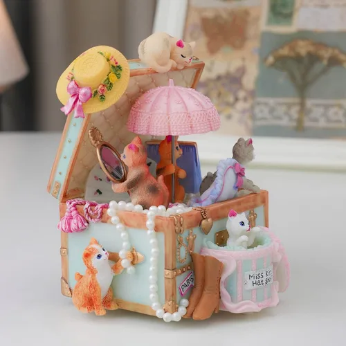Vista 6 de Caja de música para gatos, regalo para esposa, hija, niñas, mujeres, novia, regalos para cumpleaños, aniversario, San Valentín, gatos, cajas