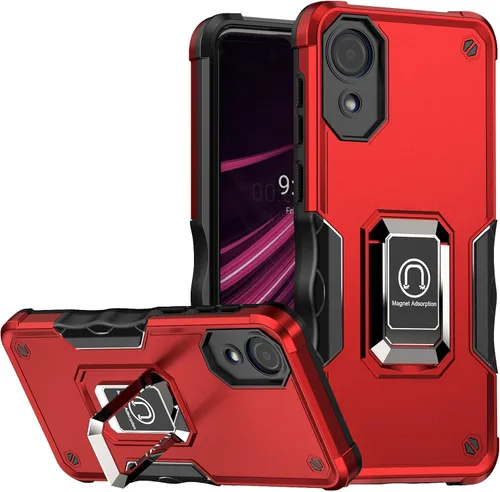Vista 10 de Funda para Samsung Galaxy A03 Core, con [2 piezas] protector de pantalla de vidrio templado, soporte magnético de anillo de metal, con soporte