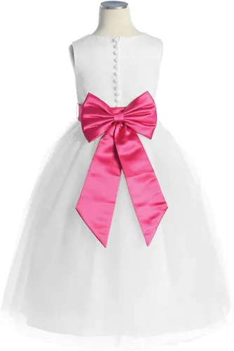 Vista 2 de Lito - Vestido de tul de satén para niños con marco extraíble (blancofucsia, 7)