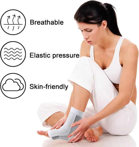 Vista 3 de Calcetines de neuropatía para mujeres y hombres, calcetines calmantes, tobillera, alivio de la fascitis plantar