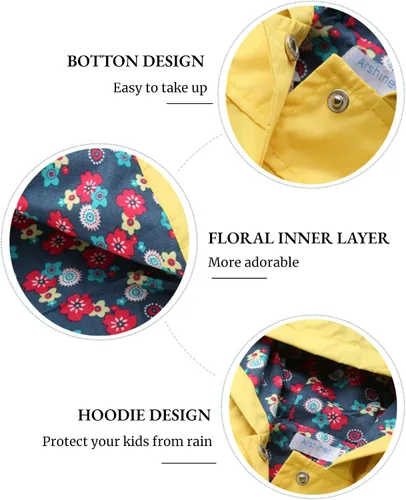 Vista 21 de Arshiner Chamarra impermeable con capucha para niña, para bebé y niño