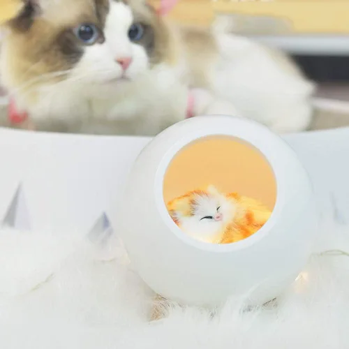 Vista 2 de Yosooo - Lámpara de mesa para gatos, para mascotas, con luz nocturna para gatos y mascotas