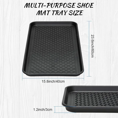 Vista 2 de Bandeja de zapatos de 4 piezas para entrada, bandeja impermeable para botas, tapete multiusos para perros y gatos, bandeja de comida para mascotas