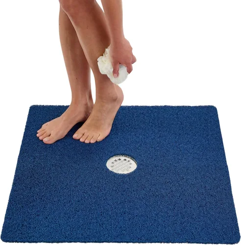 Vista 71 de Enkosi Alfombra de ducha antideslizante Loofah para suelos de ducha, bañera, baños, zonas húmedas, alfombrilla de baño acolchada con agujeros