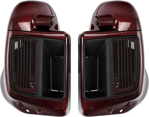 Vista 10 de Carenados para motocicletas para Harley, SLMOTO Carenado inferior ventilado negro vívido para piernas con altavoces de 6.5" y rejillas para Harley