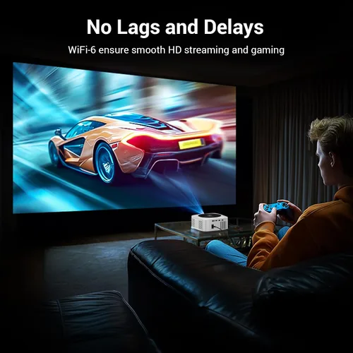 Vista 6 de Proyector inteligente de decodificación 4K compatible con Netflix, proyector ANSI 1500 con WiFi y Bluetooth, proyector de cine al aire libre