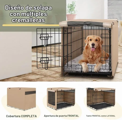 Vista 6 de Seiyierr Funda para jaula de perro – Funda para perrera para jaula de perro de 24 pulgadas, cubierta de poliéster de doble puerta para jaula
