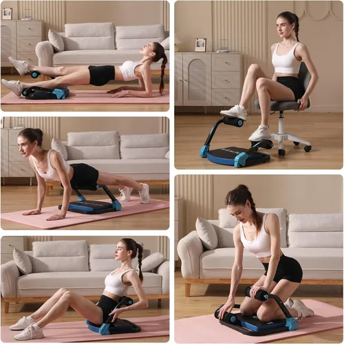 Vista 4 de Máquina de abdominales con bandas de resistencia para ejercicio abdominal, 3 niveles ajustables, equipo de ejercicio de sentadilla para gimnasio