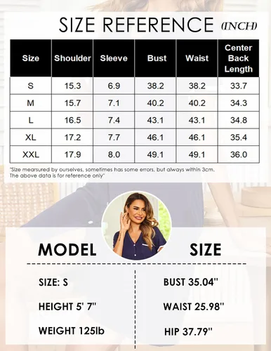 Vista 6 de Ekouaer Camisones para mujer, pijamas con botones, manga corta, cuello en V, ropa de dormir S-3XL