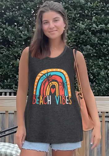 Vista 8 de Camisetas sin mangas para mujer, camisetas de verano sin mangas, casuales, holgadas, blusas tipo túnica