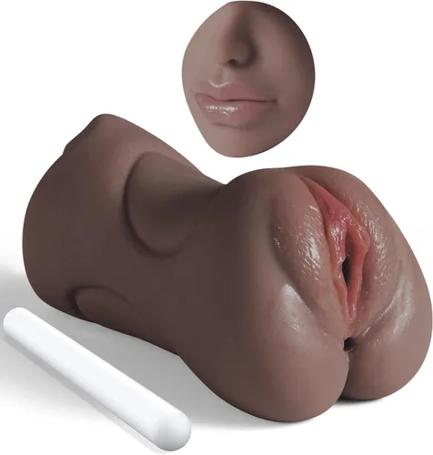 Vista 9 de 3 en 1 Masturbador Masculino de Bolsillo, Juguetes Sexuales para Adultos con Vagina Texturizada 3D y Ano Apretado y Palo Secante, Muñeca Sexual