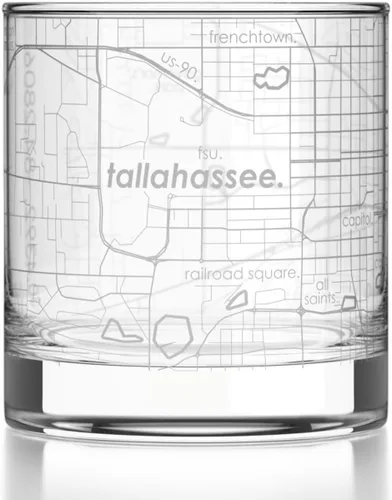 Vista 67 de Well Told Vaso de rocas grabado con mapa de Akron, Ohio, cristalería estilo antiguo (325ml, transparente) Vaso de bourbon grabado, regalos