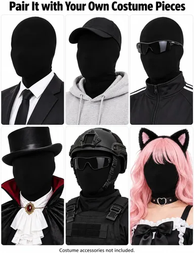 Vista 7 de HOMELEX 2 piezas máscara de cara completa para Halloween Cosplay máscara de cabeza completa unisex máscara de temerario