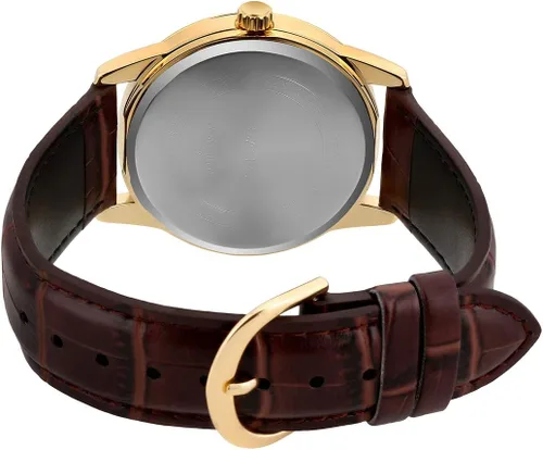 Vista 4 de Casio Reloj de cuarzo de acero inoxidable para hombre con correa de cuero, marrón, 18 (Modelo EAW-MTP-V001GL-9B), Marrón, Reloj de cuarzo
