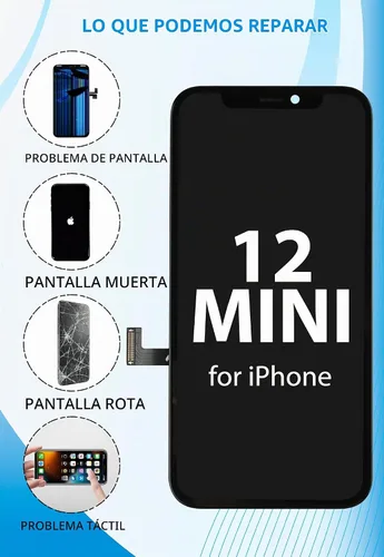 Vista 6 de Ayake Reemplazo de pantalla para iPhone 12 Mini, pantalla LCD FHD de 5.4 pulgadas y digitalizador táctil, True Tone programable, Face ID permanece