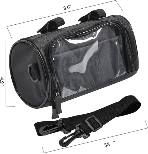 Vista 7 de Bolsa para Manillar de Bicicleta, Bolsa de Almacenamiento Frontal Impermeable, Accesorios de Soporte de Teléfono para Bicicleta, Funda Transparente