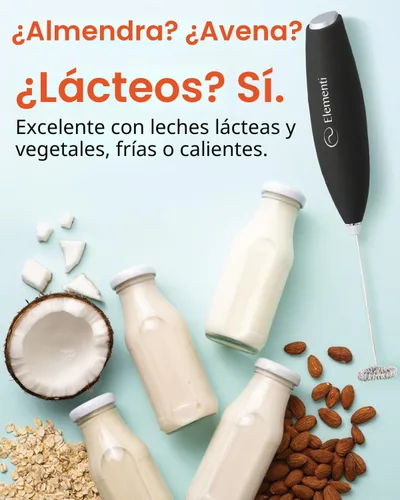 Vista 7 de Espumador Elementi de leche con soporte, motor de esfuerzo de torsión más potente, para hacer cappuccinos, lattes y café a prueba de balas, Negro