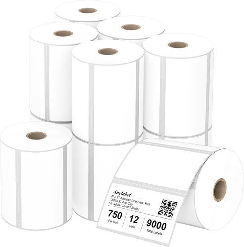 Vista 16 de Etiqueta térmica directa de 2 x 1 pulgadas, papel para códigos de barras, franqueo, dirección, perforada y compatible con impresoras Rollo, Zebra
