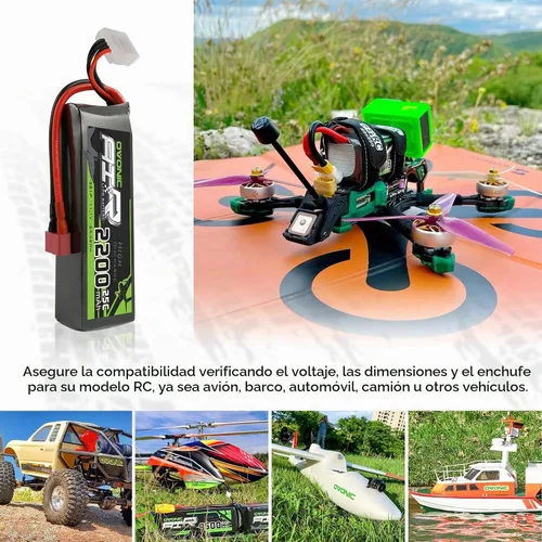 Vista 5 de OVONIC 3S Lipo Battery 25C 2200mAh 11.1V Lipo Batería con conector T estilo Dean para avión RC helicóptero, cuadricóptero RC coche, camión, barco