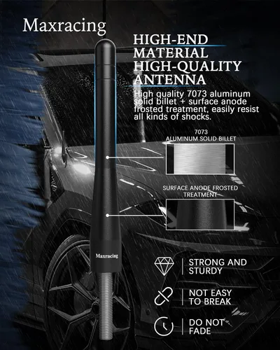 Vista 4 de MAXRACING - Antena corta de aluminio compatible con GMC Sierra (rosca M7) 2007-2022