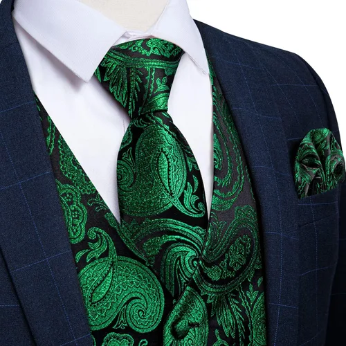 Vista 4 de DiBanGu Conjunto de chaleco de cachemira y corbata para hombre con gemelos cuadrados para esmoquin