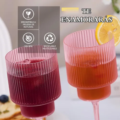 Vista 3 de Lueumxc Copas de vino de plástico – Copas de vino acrílicas de 12 onzas, Origami irrompible, vasos de cóctel de plástico transparente, reciclables