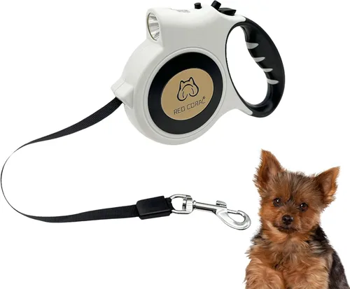 Vista 9 de Correa retráctil con luz LED para perros pequeños a medianos, extensible de 16 pies para paseos nocturnos seguros (negro)