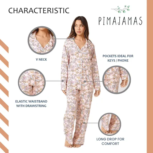 Vista 5 de Conjunto de pijama para mujer, algodón Pima peruano, suavidad superior, conjunto de ropa de descanso para mujer