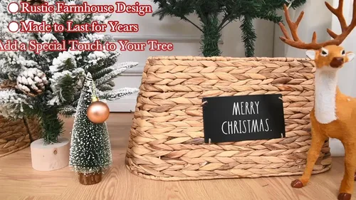 Vista 3 de Rae Dunn Collar de árbol de Navidad – Decoración de base para cubrir el soporte del árbol de Navidad artificial – Decoración rústica y de granja