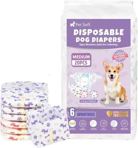 Vista 8 de Pet Soft Pañales desechables para perras – Pañales desechables para perritos con indicador de humedad, pañal para cachorros y gatos súper