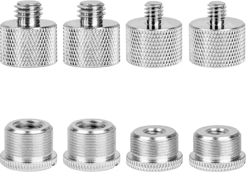 Vista 7 de Juego de adaptadores de soporte de micrófono, 8 adaptadores de rosca de micrófono, 5/8 hembra a 3/8 macho y 3/8 hembra a 5/8 macho, 5/8 hembra a 1/4