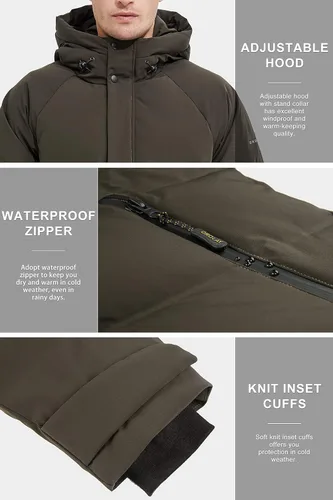 Vista 5 de Orolay Chaqueta de plumón de invierno con capucha ajustable para hombre