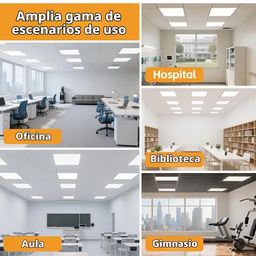Vista 7 de OKQ Lámpara LED de panel plano de 2 x 2, 5 CCT 3000K-6500K ajustables y 5 vatios seleccionables, 0-10 V regulables, 2 x 2 LED de montaje empotrado