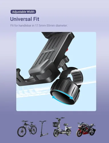 Vista 9 de VENTION Soporte de teléfono móvil para bicicleta, soporte de teléfono para bicicleta, bloqueo automático 1s, rotación de 360°