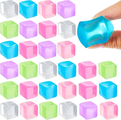 Vista 8 de Poen 50 mini bolas de cubitos de hielo de 0.7 pulgadas Fidget Toys Color elegante
