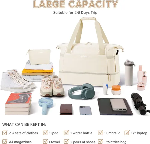 Vista 2 de Bolsa de lona de gimnasio para mujer, Blancuzco, Bolsa de viaje para gimnasio