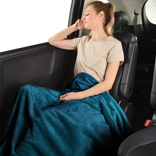 Vista 4 de SOCHOW Manta de Franela de Forro Polar Tamaño Throw, Súper Suave y Acogedora para Todas las Estaciones para Cama o Sofá, Coral Azul, 50x60 pulgadas