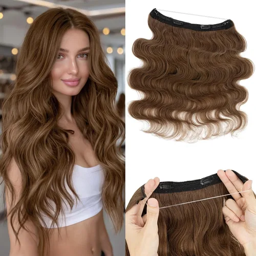 Vista 43 de Extensiones de cabello humano real, extensiones de cabello humano 100 % humano, extensiones de clip, ondulado, negro azabache 01, 2.46 oz/18 pulgadas