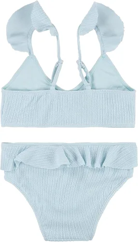 Vista 2 de Hurley Conjunto de natación de dos piezas con volantes para niña (niños grandes) Blue Cloud MD (10-12 años niño grande), Nube azul