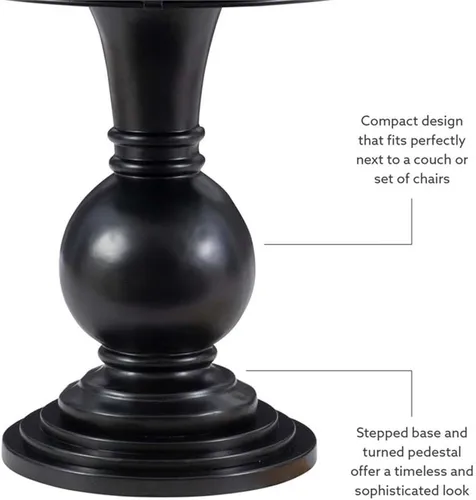Vista 7 de Linon Aspen - Base de pedestal redonda para mesa de acento de 26.5 pulgadas de alto en madera negra azabache