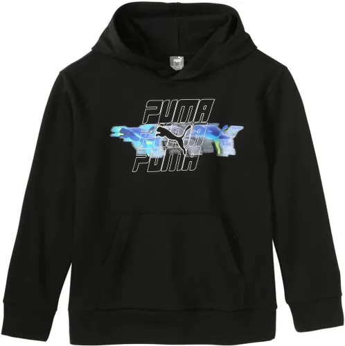 Vista 9 de PUMA Sudadera con capucha con logotipo para niños, sudadera de forro polar, bolsillo frontal grande Negro - Hot Wheels