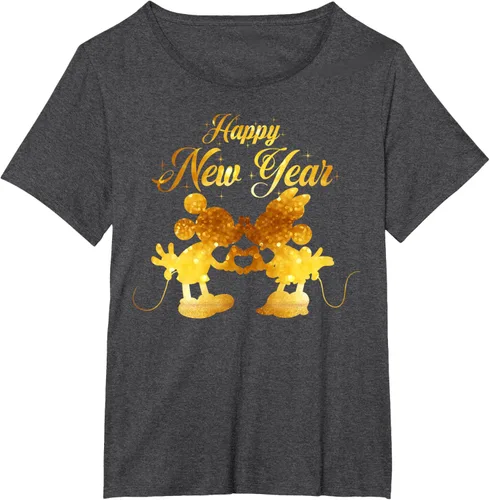 Vista 19 de Disney Camiseta de Año Nuevo Mickey & Minnie Happy New Year Silhouette, Negro