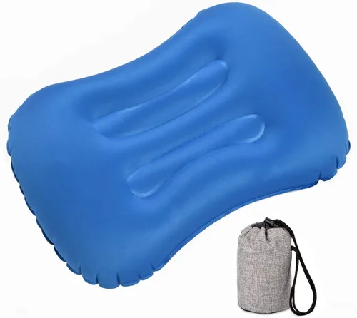Vista 2 de Almohadas inflables ultraligeras para campamento: compresibles, compactas, inflables, cómodas, ergonómicas para soporte de cuello y lumbar mientras