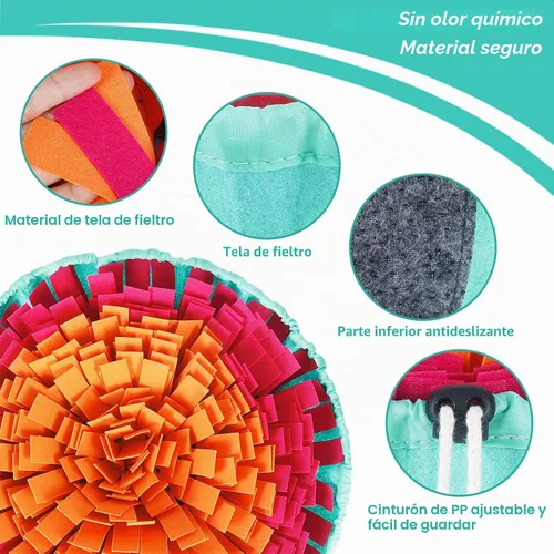 Vista 3 de Vivifying Alfombrilla de olfateo para perros, alfombrilla interactiva para olfatear y comer lentamente y mantenerse ocupado, juguetes ajustables
