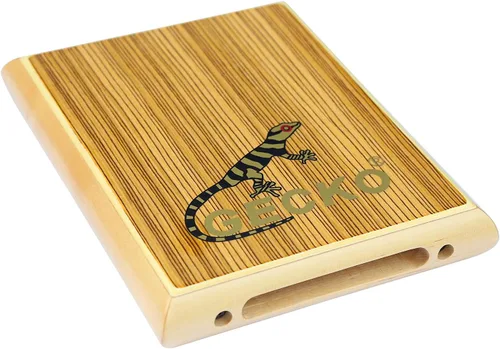 Vista 2 de GECKO - Cajón de viaje, instrumento de percusión de madera de cebra con cuerdas internas de guitarra, tamaño compacto, portátil
