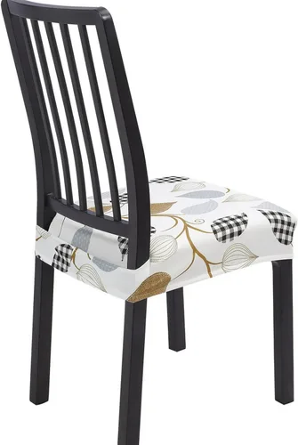 Vista 66 de SearchI Juego de 2 fundas de asiento elásticas para sillas de comedor, suaves, extraíbles y lavables, para sillas de comedor, protector de asiento
